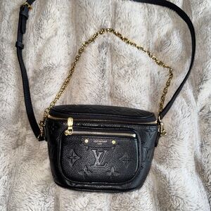 Louis Vuitton Black Mini Bumbag - Monogram Empreinte Crossbody w/ Gold Hardware